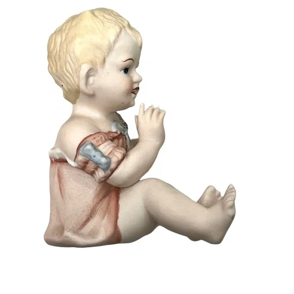 VINTAGE HOMCO OF JAPAN BISQUE PORCELAIN PIANO BABIES - SET OF 2